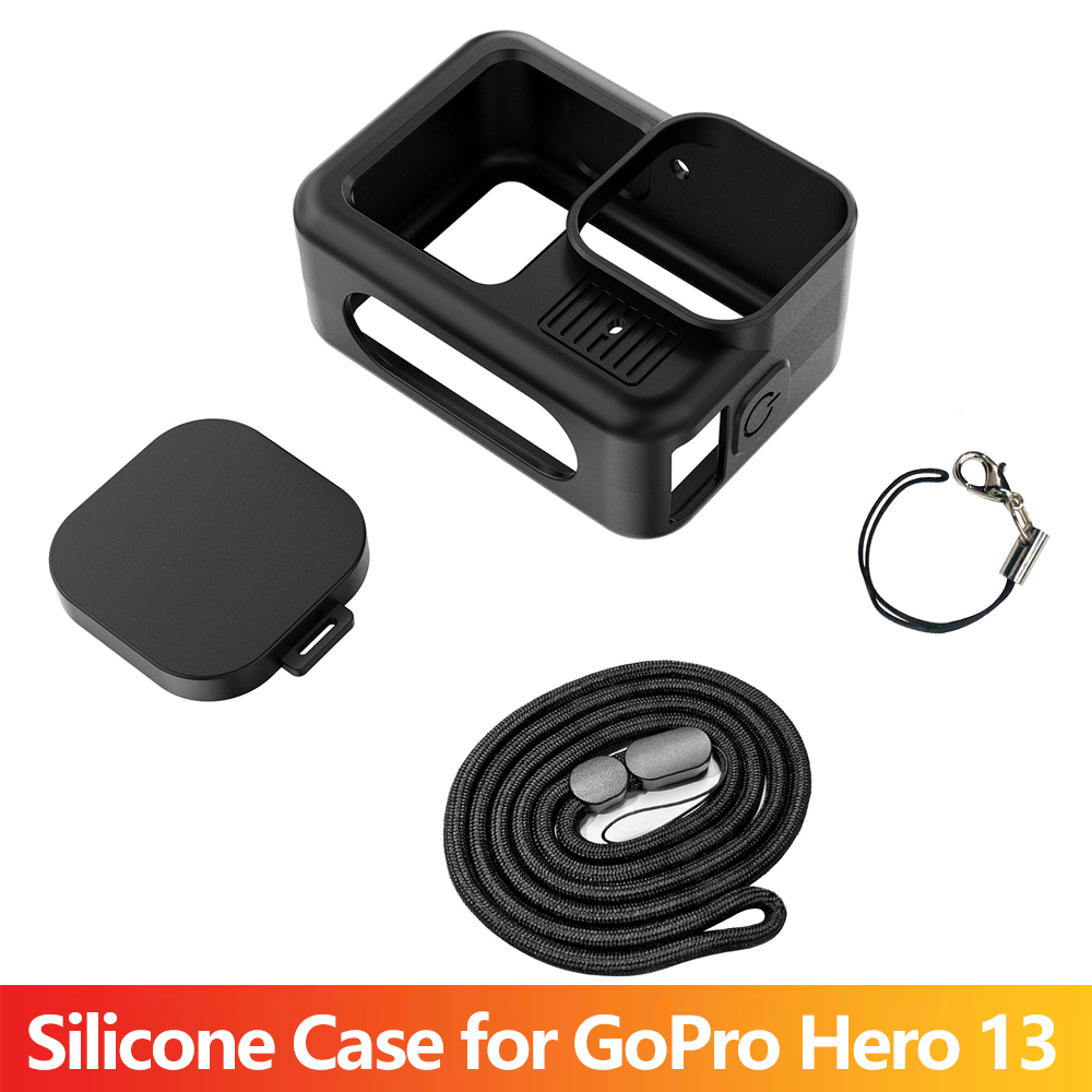 Gopro Action Camera Hero 13 Black - غطاء حماية سيليكون مع حزام يد